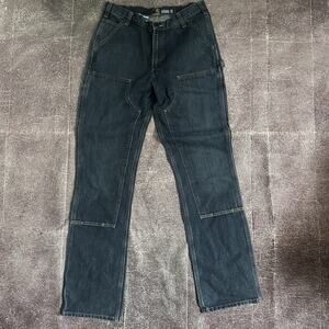 Mens Carhartt Holter Double Front Knee Dungaree Dark Blue Denim Jeans Sz 34 X 36
